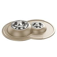 Ciotola Doppia Per Cani E Gatti In Acciaio Inox - Antiscivolo, Anti-versamento, Taglia M Rosa