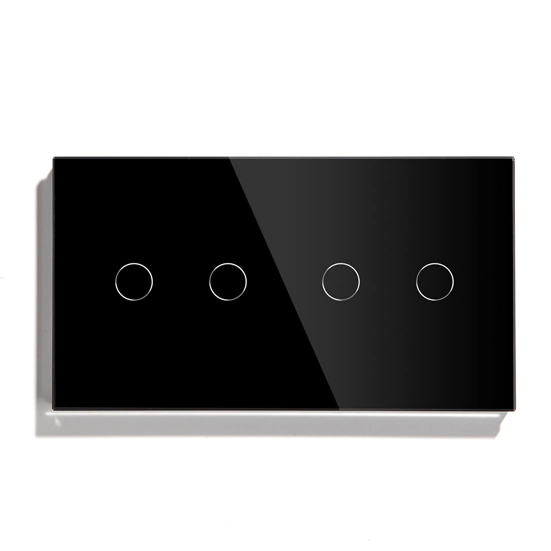 Interruptor Tactil, Interruptor Tactil Pared 4 Gang 1 Way Touch Button Interruptor de 157 mm Interruptor de luz Blanco Black Golden Class Panel for el hogar(Black)