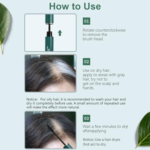 Root Touch-Up Stick - DarkBrown Hair Mascara - Grey Hair Cover Up - Semi-Permanent Hair Dye Temporary Brush - Waterproof Long Lasting Grey Hair Coverage Beard - Image 7