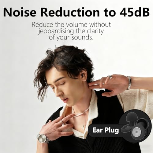 Image of Earbuds Noise Cancellation, 45DB Ear Plugs for Sleeping, Earplugs for Noise Cancelling, Earplugs with Eartips and Carrying Case for Sleeping, Concert, Working, Studying, Traveling (Black)