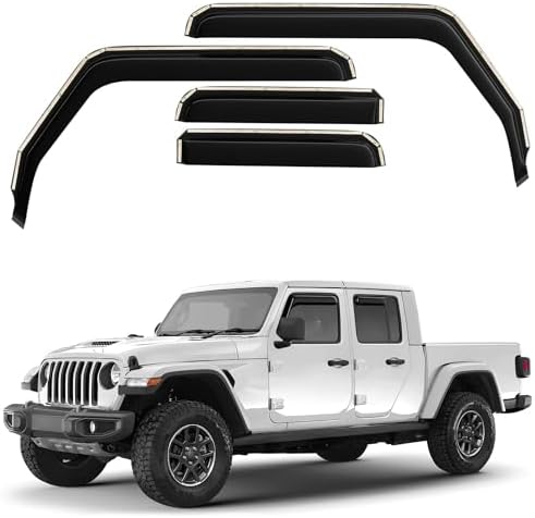 GrandWheel Co Smoke Tinted in-Channel Side Window Vent Visor Deflectors Rain Guards Compatible with Jeep Gladiator 2020-2026 - 4 pcs. GW0631