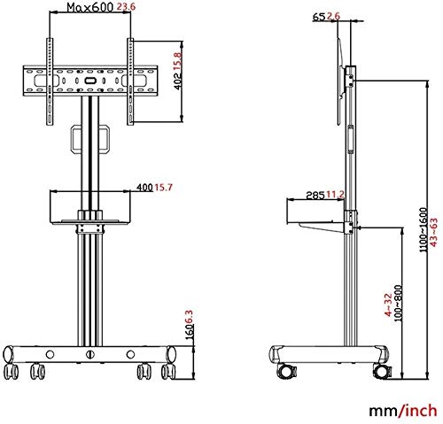 Soporte Universal de Piso para TV 32-65 Pulgadas Rojo miniatura 5