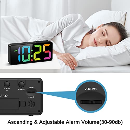 Image of Welgo 7.5 Inches Big Number Alarm Clock for Seniors & Kids | Big numbers, 0-100% adjustable brightness and volume, USB charging port, simple setup, snooze, outlet-powered bedside clock