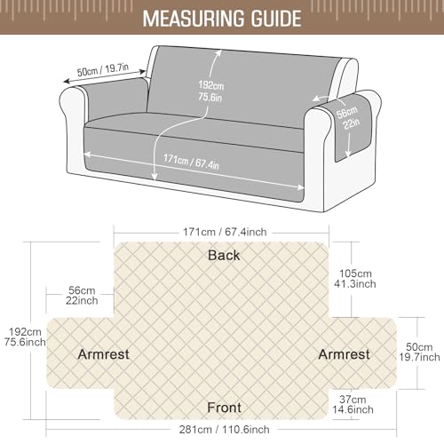 Image of TAOCOCO Sofa Protectors 3 Seater,Slipcover for Sofa,Sofa Cover for Pets,Sofa Slipcovers for Kids with Elastic Strap,Washable Sofa Cover Protect for Pets(Brown)