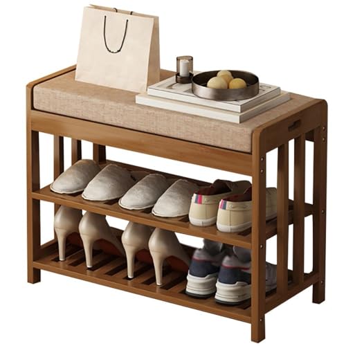 Banc à chaussures en bois marron élégant avec piètement standard robuste - 2