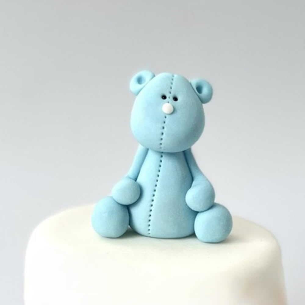 Sugart Boys Bear Edible Cake Toppers-3D Sugar Fondant Figure-Kids Birthday Decorations- Handmade Present For