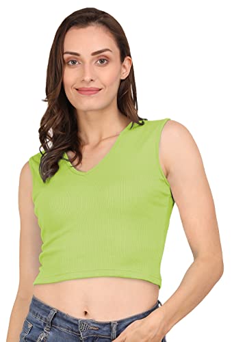 Image of A1596 Women's Casual Stretchy V Neck Sleeveless Crop Tops for Women