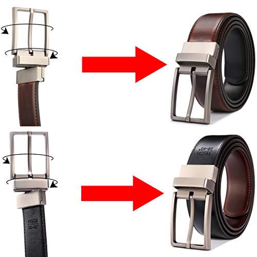 Men's Belt,Reversible Belt 1.25" For Gift Mens Casual Golf Dress pants shirts,One Reverse For 2 Sides2