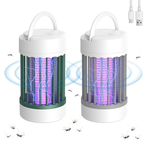 IXYHKB Lámpara Antimosquitos Eléctrico, 2PCS Mata Mosquitos Portátil con Luz UV, Mosquito Lámpara Trampa, LED Trampa Portátil, USB Recargable Repelente de Mosquitos Lampara para Interior y Exterior