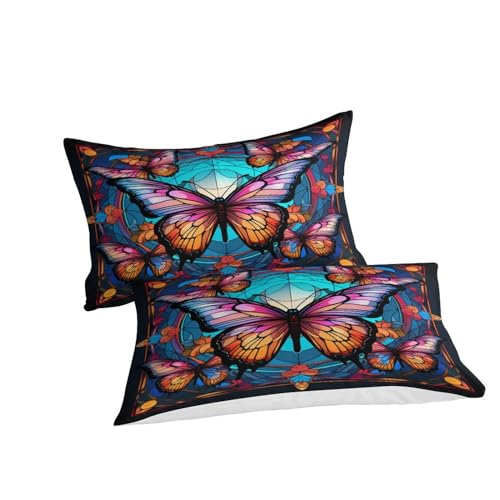 Housse de couette 200x200 papillon 3D microfibre parure de lit 3 pièces double - 5
