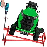 LESANM Lawn Mower Lift Jack, Lifting Platform 882 Lbs Capacity Telescopic Maintenance Jack for Garden Tractors and Riding Lawn Mower with Manual Handle & Power Tool Extension Handle - Red