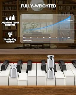 STRICH Digital Piano 88 Keys, Hammer-Action Weighted Keyboard, Full size Electric Piano Keyboard with Furniture Stand, 25Wx2 Speakers, Supports USB-MIDI/Wireless Connect, SDP-300W (Color Walnut Wood)