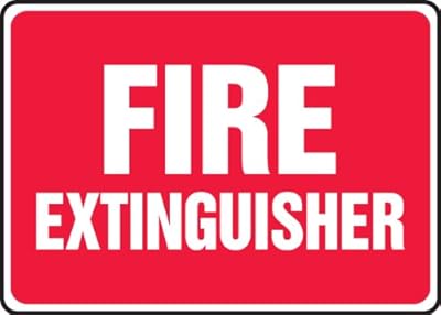 Accuform MFXG588VS Adhesive Vinyl Safety Sign, Legend “FIRE Extinguisher”, 10″ Length x 14″ Width x 0.004″ Thickness, White on Red