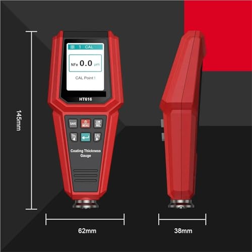 Medidor de espesor de pintura para automóvil HT616, calibrador digital de recubrimientos de 0 a 1500 μm con almacenamiento de datos de calibración por grupos miniatura 2