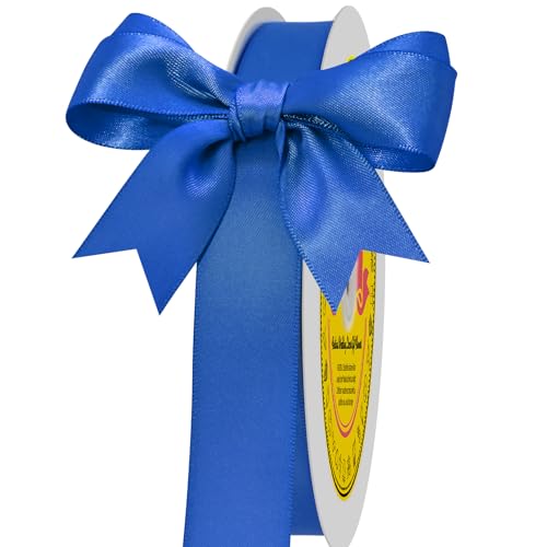 Image of Royal Blue Satin Ribbon 7 /8 inch X 100 Yards Polyester Ribbon for Gift Wrapping Very Suitable for Weddings Party Hair Bow Invitation Decorations and More