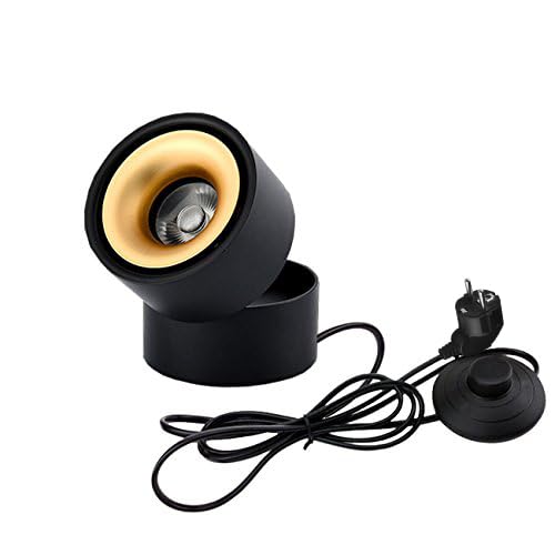 7W Spot Lampe LED mit Fernbedienung,Schwarz Dimmbar Wandstrahler mit 1,8 m Schalterkabel, LED Pflanzenstrahler, Drehbar Licht Kopf für Pflanzen Gemälde Dartscheibe Schrank BD0853