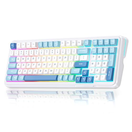 MCHOSE K99 �Q�[�~���O�L�[�{�[�h �K�X�P�b�g���J�j�J���L�[�{�[�h 99�L�[ Bluetooth5.0 / 2.4Ghz / Type-C�P�[�u�� �z�b�g�X���b�v�Ή� 6�w�p�b�h�t�� 6000mAh�o�b�e���[ PCB RGB�o�b�N���C�g (�u���[ 