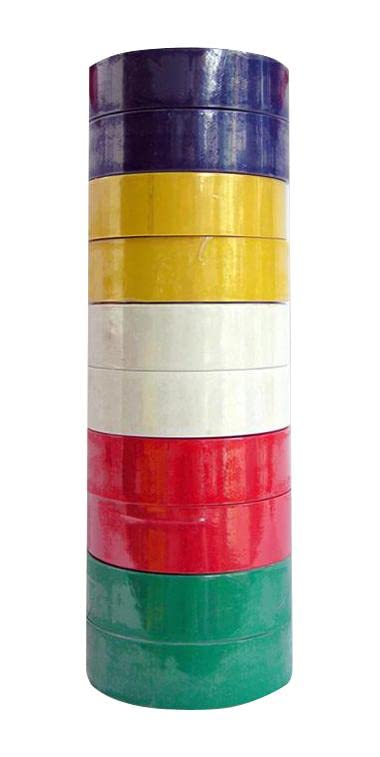Ruban adhésif en PVC, 19 mm x 20 m, multicolore, ruban isolant électrique, Qté.10 | MP002163