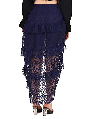 Thepiratedressing Steampunk Victorian Cosplay Costume Womens High-Low Show Girl Skirt C1642 Navy Medium #TOP4