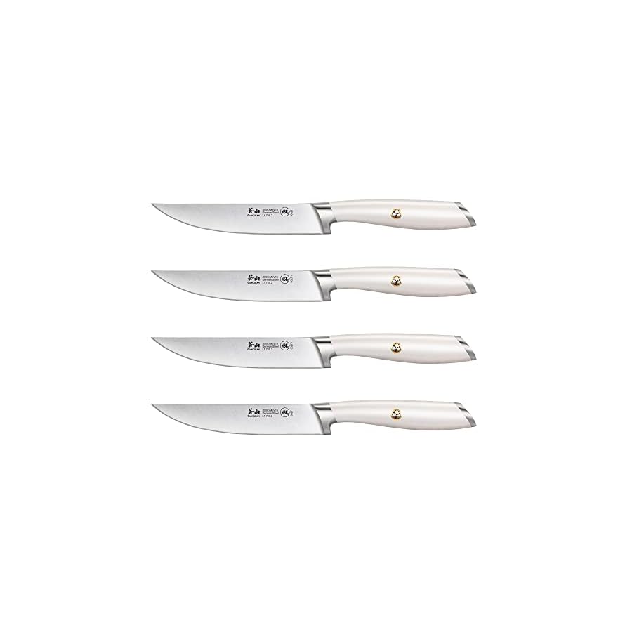 Cangshan L1 Series 1026948 German Steel Forged 4-Piece Fine-Edge Steak Knife Set, White