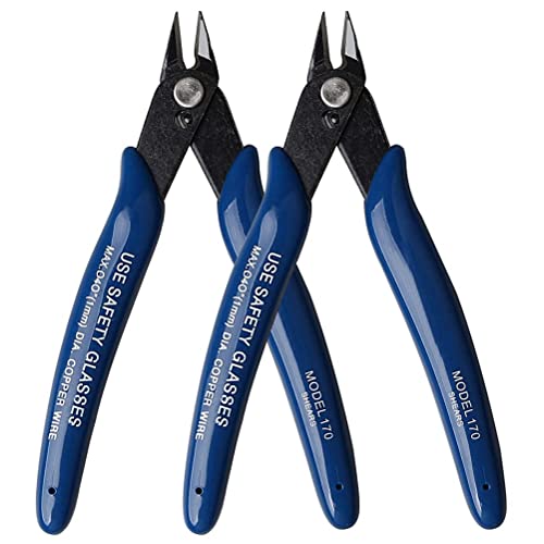 Pinces Coupantes de Côté, Yuanzi Cisaille Latérale Outil de Coupe, Pouce/Pince à dénuder acier pour Câble Électrique, Bijoux Réparation, Travaux Pratiques, Bricolage (2 Pack, Bleu)