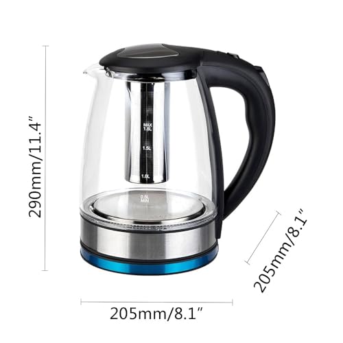 Tetera Eléctrica de Vidrio con Iluminación LED y Base de Acero miniatura 3