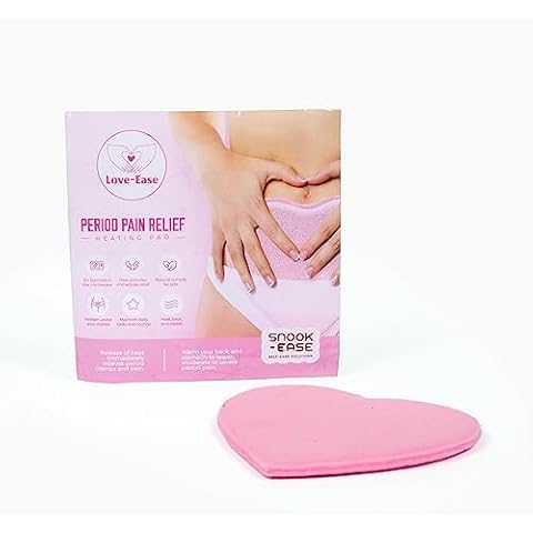 Love Ease Heart Shaped Microwavable Period Heating Pad for Cramps, Menstrual Pain Relief Abdominal Heat Patch, for Pain Relief, Made in USA (Large Heart (8"x8") Cover