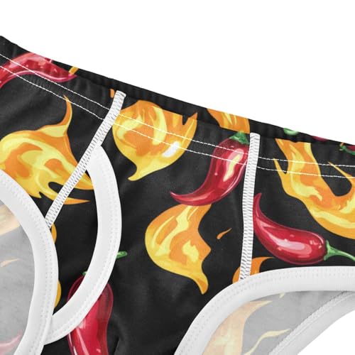 Wusikd Flames Chili Boys' Underwear Cotton Peppers Boys Briefs Soft Toddler Underwear 2T4