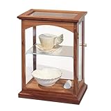 TBADEWOQI Vitrina de Madera, estantes exhibición Vidrio y for Figuras coleccionables, Copas Vino, Vitrina 2 Niveles for panadería, pastelería, Organizador Joyas(Brown)