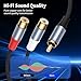 HUALEU 1ft Shielded RCA Splitter Subwoofer Stereo Audio Video Cable RCA 1 Male to 2 Female Y Adapter Connector Extension Cord 24k Gold Plated(2 Pack)