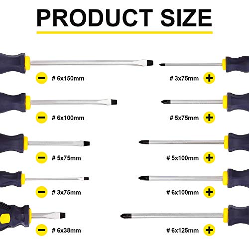 image for Spurtar Magnetic Screwdriver Set 10 PCS Professional Cushion Grip Scre