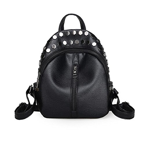 Fossen Mujer Mochilas Pequeña de Cuero Artificial Casual  Negro