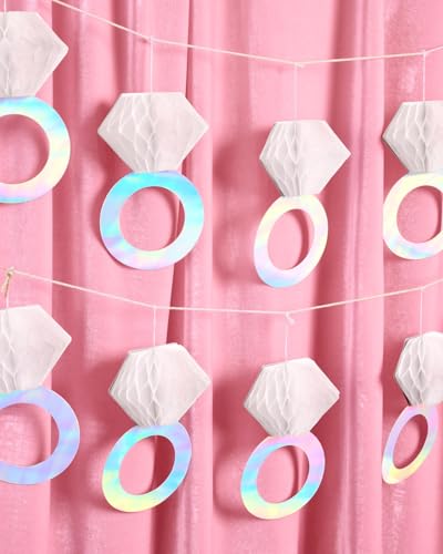 Image of xo, Fetti Diamond Ring 3D Banner - 5 Ft. | Engagement Party Decoration, Tying The Knot Proposal Decor, Bachelorette Backdrop, Just Married, Bridal Shower, She Said Yes