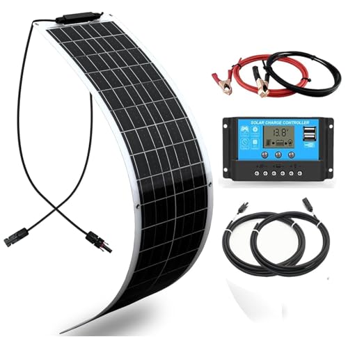 WUZECK 50W Flexibles Solarpanel Kit Set 19,8V Monokristallines Schmal Lang Solarmodul+10A 12V/24V Solarladeregler + Solarkabel Off-Grid-System Solaranlage Komplettset 12v für Wohnmobil Balkon Camping WUZECK 50W Flexibles Solarpanel Kit Set 19,8V Monokristallines Schmal Lang Solarmodul+10A 12V/24V Solarladeregler + Solarkabel Off-Grid-System Solaranlage Komplettset 12v für Wohnmobil Balkon Camping