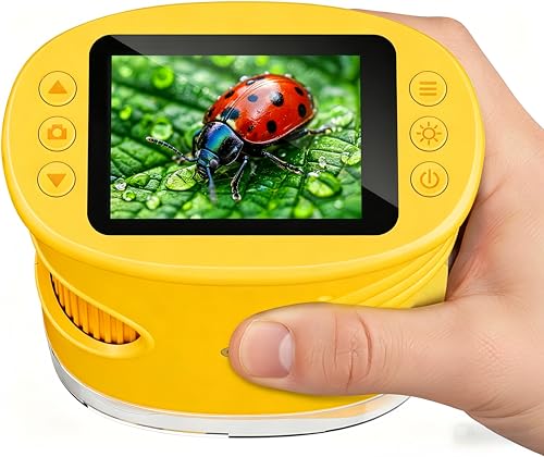 1000X Handheld Microscope Wonder Quest Kids Digital Magnifying Glass 4K 2.0 Screen Portable Mini Pocket Microscope for Home School Lab 2MP Camera USB Export (Orange)