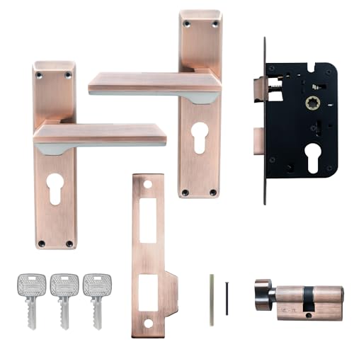 Image of Godrej Mortise Lock | 200mm Plate | 8 inch handle | NEH 23 | Double Throw Deadbolt | 3 Keys | Reversible Left /Right Handed|Door Lock For Home, Main Door | Black Antique Copper Finish | 1 Year Warranty