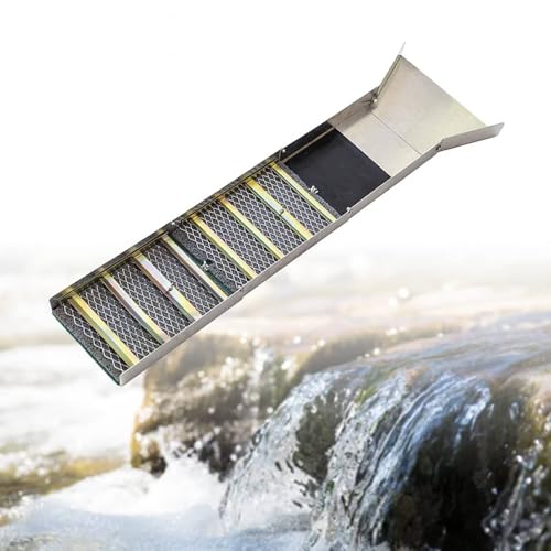 Bewinner Faltbar Goldwaschrinne aus Aluminiumlegierung, Tragbare Goldwaschrinne für den Goldabbau, Goldwaschpfanne für den Goldabbau in Flüssen, Bächen, Goldwaschen und Schürfen, Silber