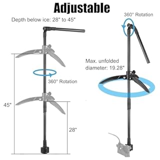 WINDFRD Ice Fishing Transducer Pole with 0 Degree Mount, Livescope Transducer Pole with Tripod Ice Mount, Compatible with Garmin LVS34, Compatible with RAM Mounts C Size/1.5'' Double Socket Arm