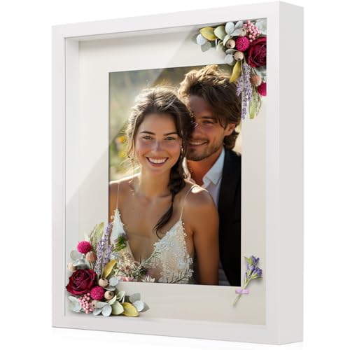 Anhow 3D Bilderrahmen zum Befüllen Weiß 30x40cm, Holz MDF 3D Objektrahmen...