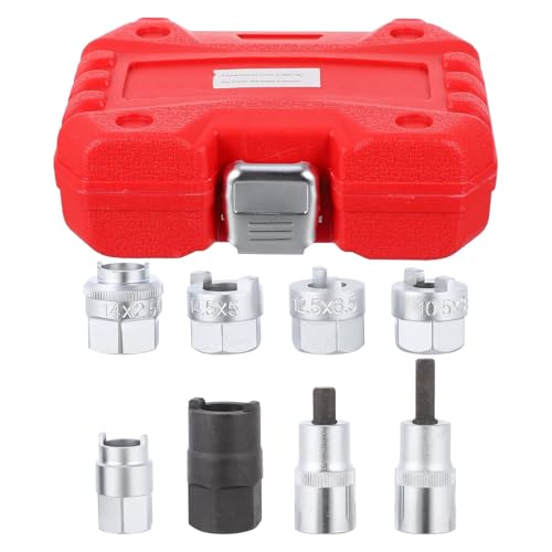 ASAKKURA Kit de Casquillos para Amortiguadores 8 Piezas, Llave Hexagonal para Puntales, Herramienta Manual para Desmontar y Reparar Amortiguadores de Coche, Compatible Mayoría de