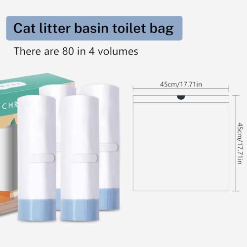 Image of Waste Bags for Self-Cleaning Cat Litter Box | Replacement Extra Large Cat Litter Box Liners, 4 Rolls Drawstring Trash Bags for Robot,(80 Count )20 x 18 Inches