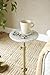 Adjustable-Height Marble Drink Table - 10x10x22-30, White Marble & Antique Brass, Modern Round End Table, Side Table with Pedestal Stand for Small Spaces, Vintage Metal Martini Cocktail Accent