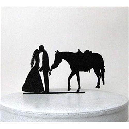 Il villaggio degli sposi Figura para tarta - Decoración para tarta de novia y novio silueta con caballo Cover
