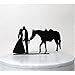Figurine pour gâteau – Cake Topper Silhouette mariés avec cheval fabriqué en Italie