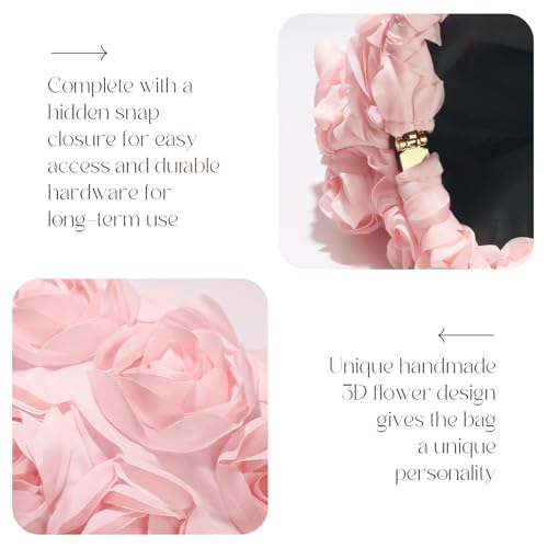 Image of 3D Flower Evening Bag for Women Elegant Floral Bridal Handbags Rose Clutch Purse for Wedding, Prom, Cocktail Party,Date Night
