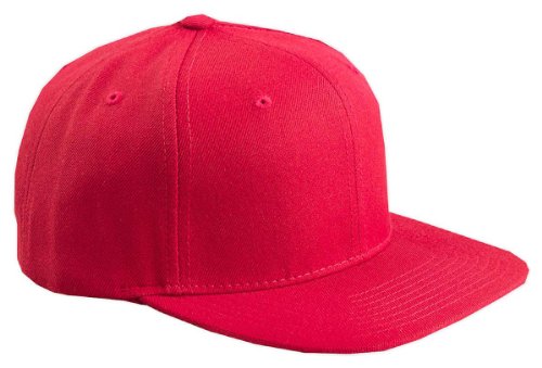 Yupoong 6-Panel Structured Flat Visor Classic Snapback, RED, One Size