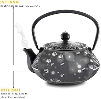 Velaze Cast Iron Teapot Set,Japanese Teapot Heat Preservation with Trivet,Stainless Steel Infuser and 2 Cups,Durable Cast Iron with a Fully Enameled Interior,Beautiful Hammered Design,700ML/23oz