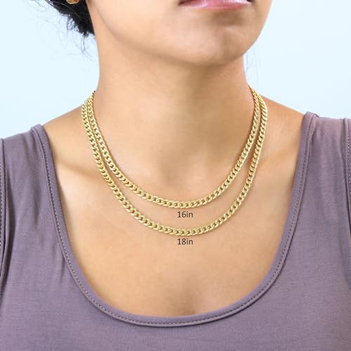 Nuragold 10k Real Yellow Gold Miami Cuban Link 5mm Chain Necklace (16"-30") Italian Jewelry for Men & Women3