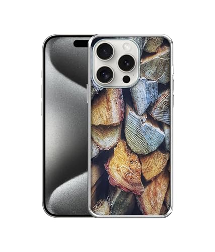 Image of Amazon Brand - Solimo Wooden Blocks Texture Printed Silicon Soft TPU Back Case Cover Compatible for Apple iPhone 15 Pro