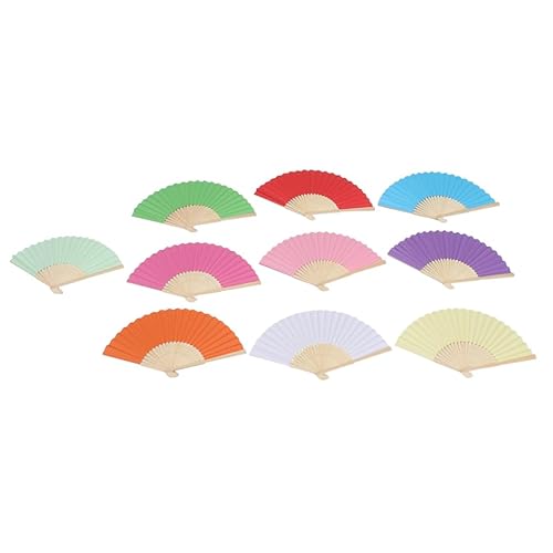 ABOOFAN Lot de 10 Éventails Pliants Chinois Colorés 8.3 Pouces Accessoires De Peinture Créatifs pour Mariage Fête Décoration Et Danse